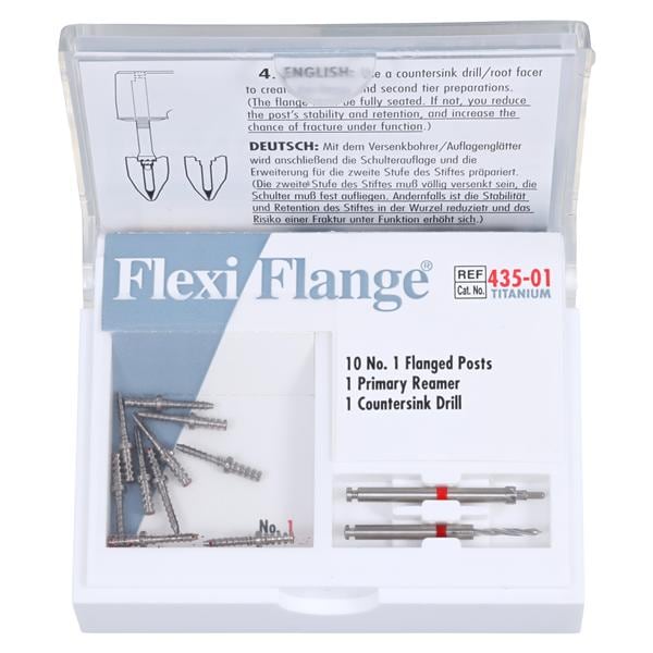 Flexi-Flange Posts Titanium Size 1 Parallel Sided Red 10/Pk
