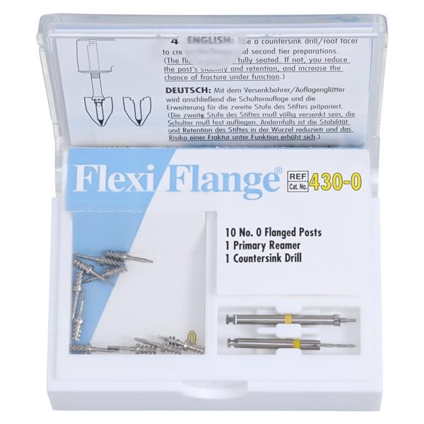 Flexi-Flange Posts Stainless Steel Size 0 Yellow Parallel Sided 10/Pk