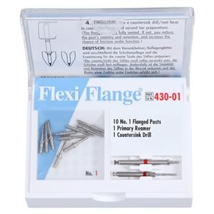 Flexi-Flange Posts Stainless Steel Refill Size 1 Red Parallel Sided 10/Pk