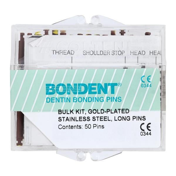 Bondent Pins Titanium Alloy/Gold-Plated Stainless Steel Bulk Kit 50/Bx