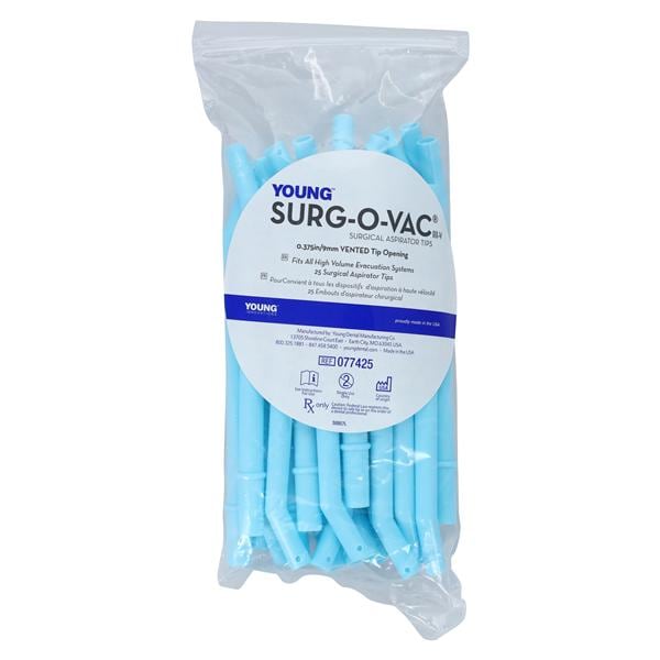 Surg-O-Vac III-V Surgical Aspirator Tip Blue 6 in 0.35" 25/Pk