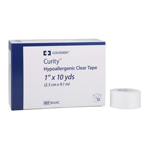 Medical Tape Plastic 1"x10yd Clear Non-Sterile 12rls/Bx