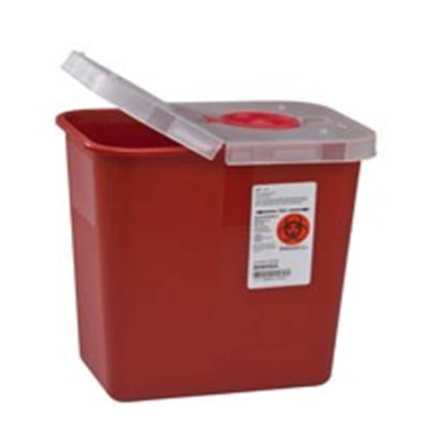 Sharps Container 2gal Red 7.25x10.5x10" Adjustable Hinge Lid Plastic Ea