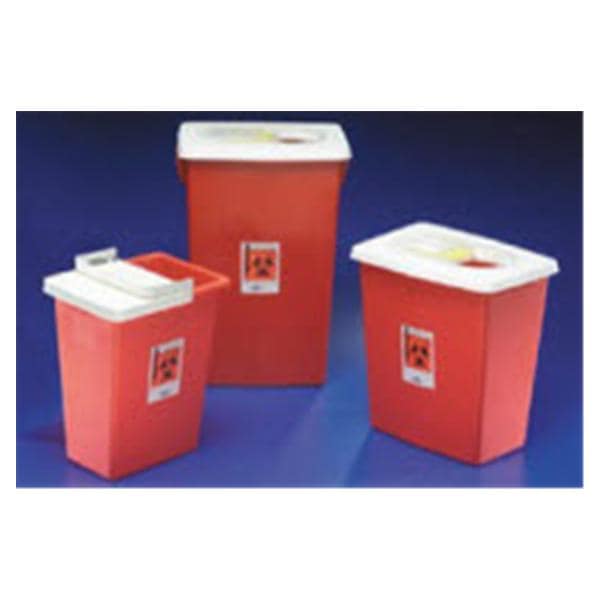 Sharps Container 18gal Red 12.75x18.25x26" Hinge Lid/Gasket Plastic Ea