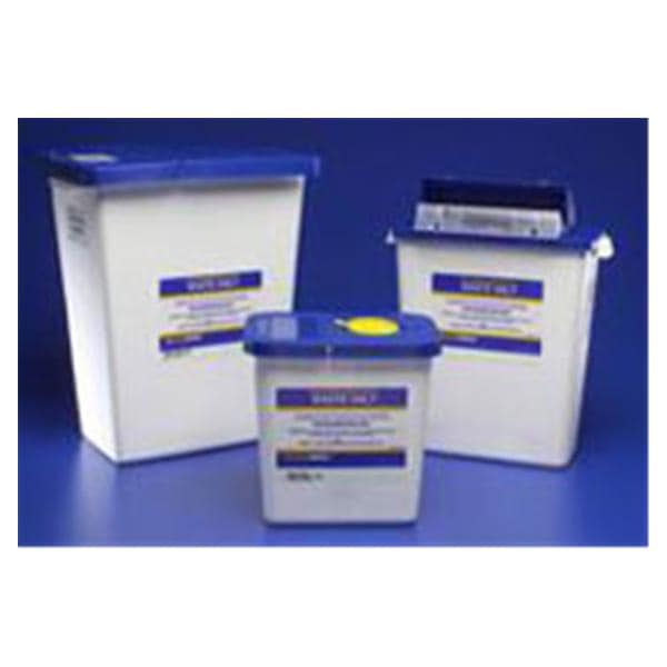 SharpSafety Trash Container 8gal Blue/White 17-3/4x11x15-1/2" Hng Ld/Gskt PP Ea, 10 EA/CA