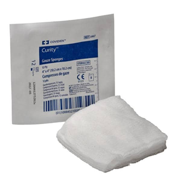 Curity 100% Cotton Gauze Sponge 4x4" 12 Ply Sterile LF, 16 BX/CA