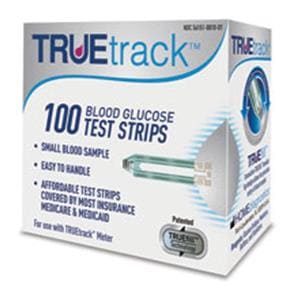 Truetrack Blood Glucose Test Strip CLIA Waived 100/Bx
