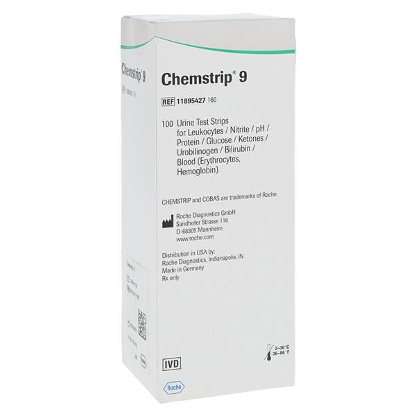 Chemstrip 9 Urinalysis Test Strip f/ Chmstrp 101/ Chmstr Crtrn2 100/Bt, 6 BT/CA