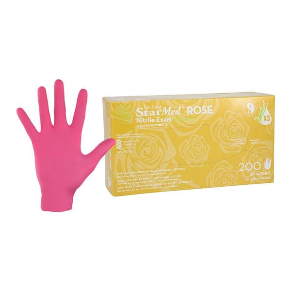 Starmed Nitrile Exam Gloves X-Small Rose Non-Sterile