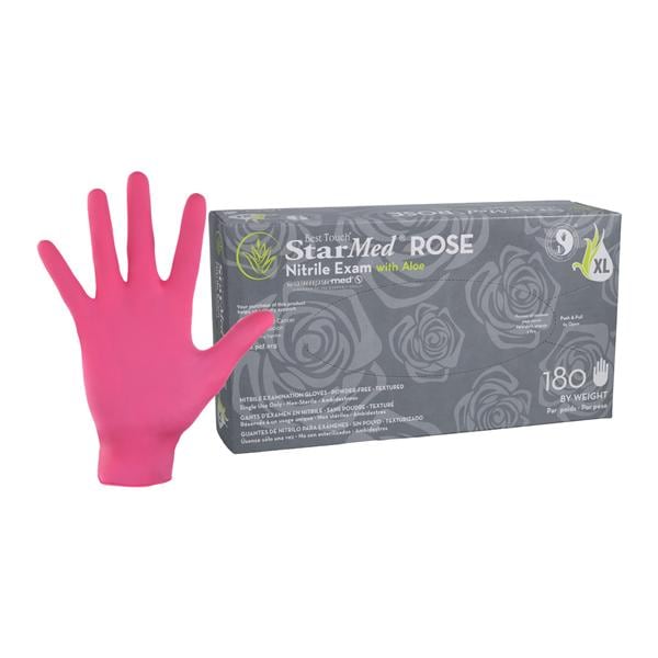 Starmed Nitrile Exam Gloves X-Large Rose Non-Sterile