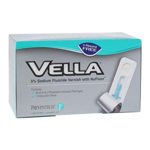 Vella Fluoride Varnish Unit Dose 5% NaF 0.5 mL Bubblegum Clear 35/Bx