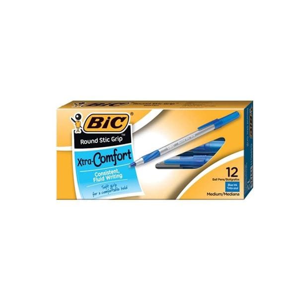 BIC Grip BallPt Pen Medium Point 1.2 mm Blue 12/Pack 12/Pk