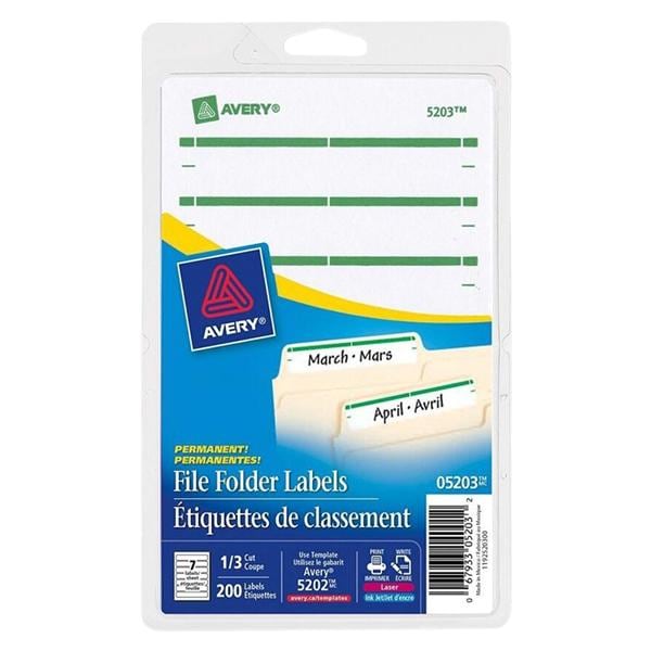 Inkjet/Laser File Folder Labels 5/8"x3.5" Green 252/Pk