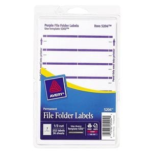 Inkjet/Laser File Folder Labels 5/8"x3-1/2" Purple 252/Pk