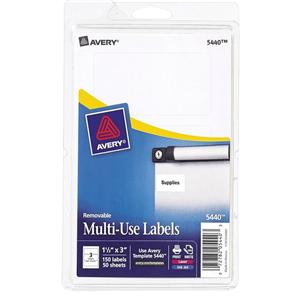 Removable Multipurpose Labels 1 1/2 in x 3 in White 150/Pack 160/Bx