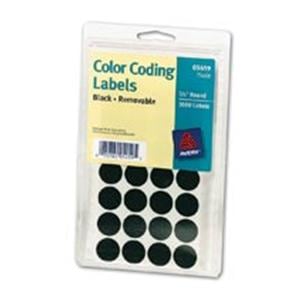 Removable Color-Coding Labels 3/4 in Dia Black 1008/Pack 1000/Pk