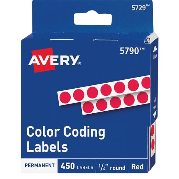 Permanent Color-Coding Labels 1/4 in Dia Red 450/Pack 450/Pk