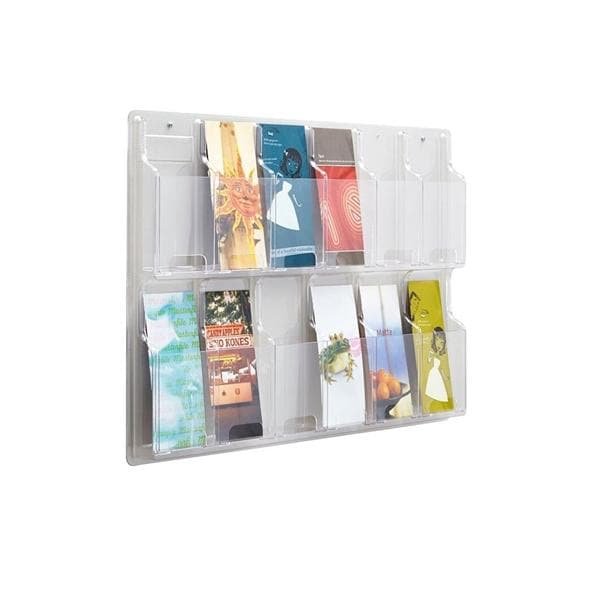 Wall Pamphlet Display 12 Pockets Clear 30 in 1/PK
