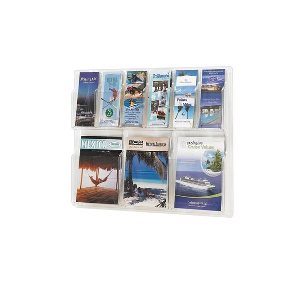 Wall Literature Display 3 Magazine Pockets / 6 Pamphlet Pockets Clear 30 in 1/PK