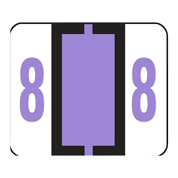 BCCRN Bar-Style Permanent Numerical Labels 8 Lavender 500/Roll 500/Pk