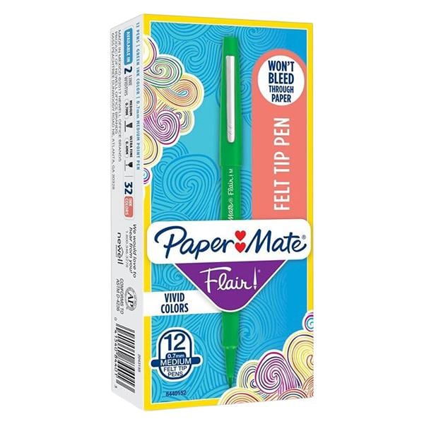 Flair Porous-Pt Pen Medium Point 1.0 mm Green 12/Pk