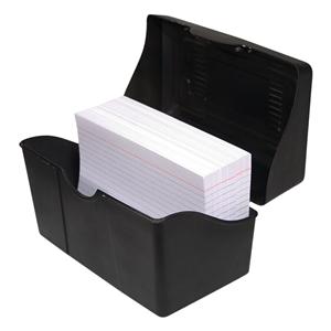 Plastic Card File 4 in x 6 in 300-Card Capacity Black 1/PK