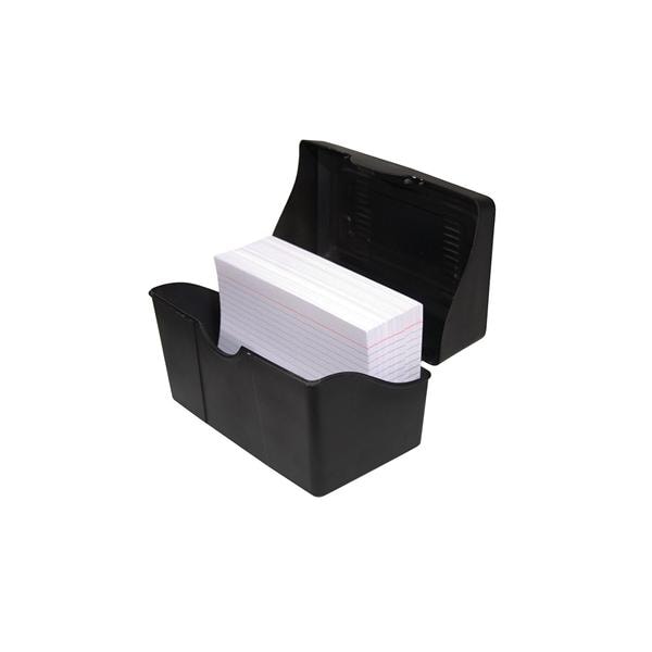 Plastic Card File 4 in x 6 in 300-Card Capacity Black 1/PK