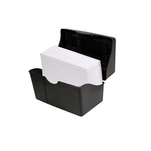 Plastic Card File 5 in x 8 in 350-Card Capacity Black 1/PK