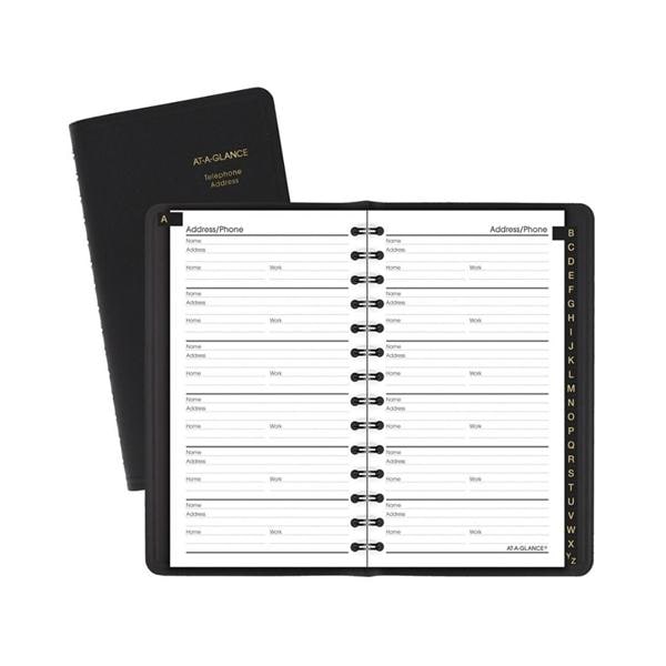 At A Glance Telephone/Address Book 3 3/4 in x 6 1/8 in Black 1/PK