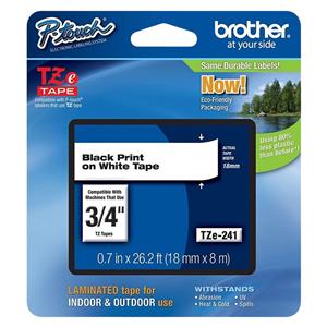 Brother TZe 241 Label Maker Tape 3/4 in x 26 3/16 in White 1/PK