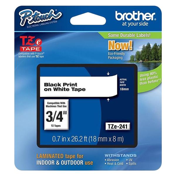 Brother TZe 241 Label Maker Tape 3/4 in x 26 3/16 in White 1/PK