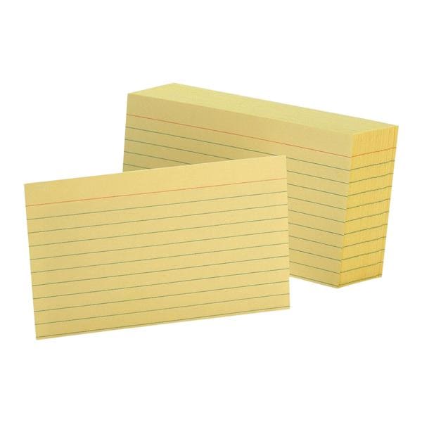 Oxford Color Index Cards Ruled 3 in x 5 in Canary 100/Pack 100/Pk