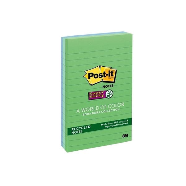 Sticky Notes 4 in x 6 in Tropic Breeze 90 Sheets/Pad 3/Pk