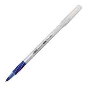 BIC Grip BallPt Pen Fine Point 0.8 mm White Barrel Blue 12/Pack 12/Pk