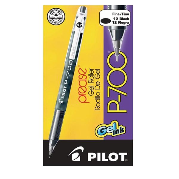 P-700 Gel Ink Rollerball Pen Fine Point 0.7 mm Black 12/Pack 12/Pk