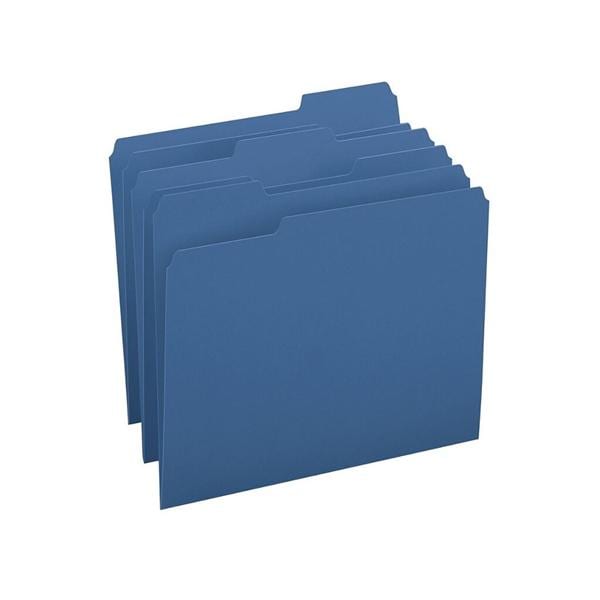 Smead Color File Folders Letter Size 1/3 Cut Navy 100/Box 100