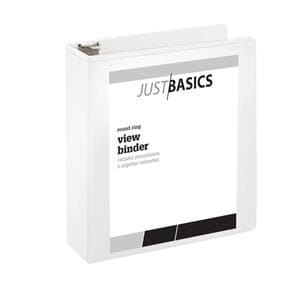 Just Basics Basic Round-Ring View Binder 3 in Rings White 1/PK