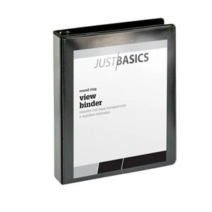 Just Basics Basic Round-Ring View Binder 1 1/2 in Rings Black 1/PK