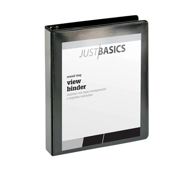 Just Basics Basic Round-Ring View Binder 1 1/2 in Rings Black 1/PK