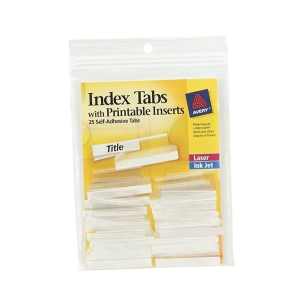 Index Tabs With Printable Inserts 1 1/2 in Clear 25/Pack 25/Pk