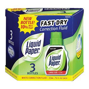 Liquid Paper Correction Fluid White 3/Pack 3/Pk