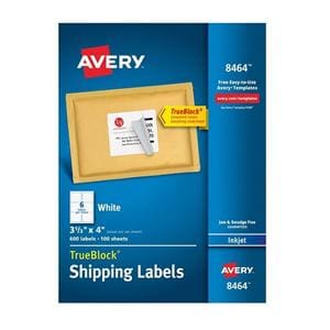 Avery White Inkjet Shipping Labels 3 1/3 in x 4 in 600/Box 600/Bx