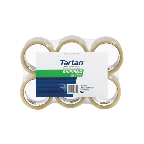 3M Tartan 3710 Packaging Tape 3 in Core 1 7/8 in x 54.6 Yd Clear 6/Pk
