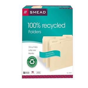 Smead Manila File Folders Letter Size 1/3 Cut 100/Bx