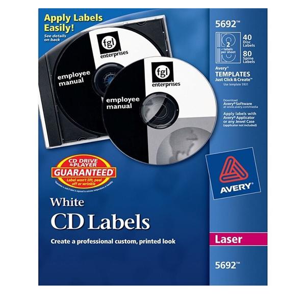 Avery Laser CD/DVD Labels 40/Pack 40/Pk