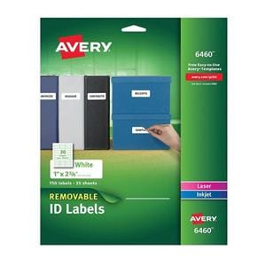 Avery Removable Label Organization 1 in x 2 5/8 in White 750/Pack 750/Bx