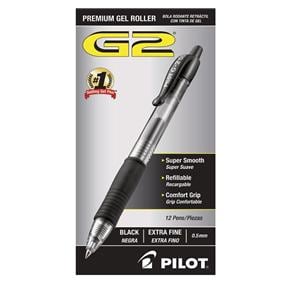 G-2 Gel Pen Extra Fine Point 0.5 mm Black 12/Pack 12/Pk