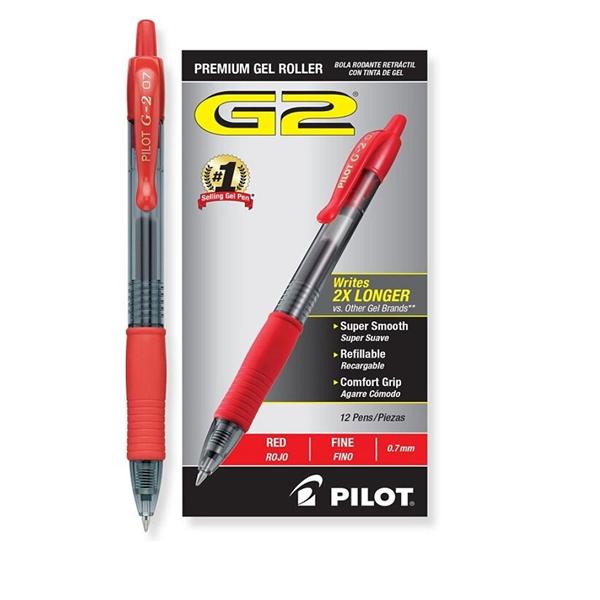 G-2 Gel Pen Fine Point 0.7 mm Red 12/Pack 12/Pk