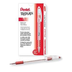 R.S.V.P. Ballpoint Pens Medium Point 1.0 mm Red 12/Pack 12/Pk