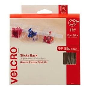 VELCRO Brand STICKY BACK Tape Roll 3/4 in x 15 ft White 1/PK